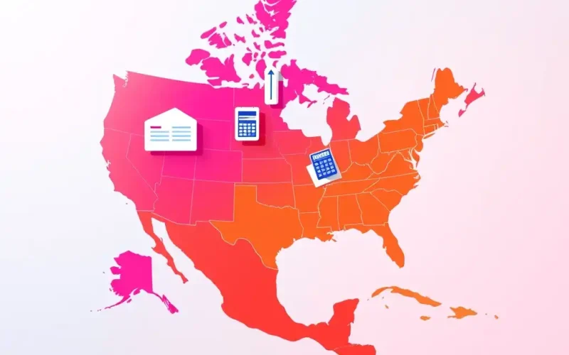 US, Canada, and Mexico tax compliance map highlighting cross-border invoicing, tax registration, and withholding requirements for startups