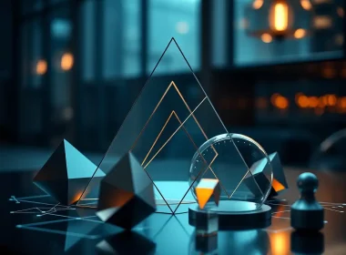 Abstract glass geometric shapes symbolizing strategic clarity and CFO leadership in finance decision-making