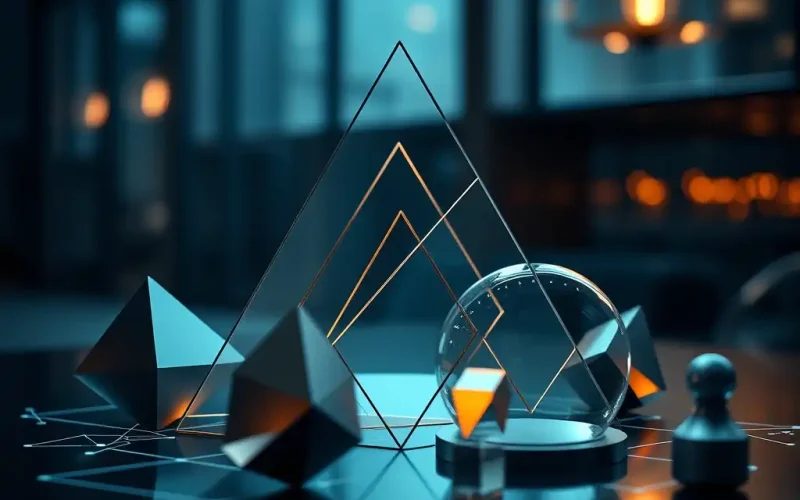 Abstract glass geometric shapes symbolizing strategic clarity and CFO leadership in finance decision-making