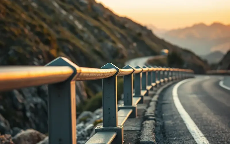 Mountain road guardrail at sunset symbolizing risk control and boundaries in principal vs agent revenue recognition under ASC 606