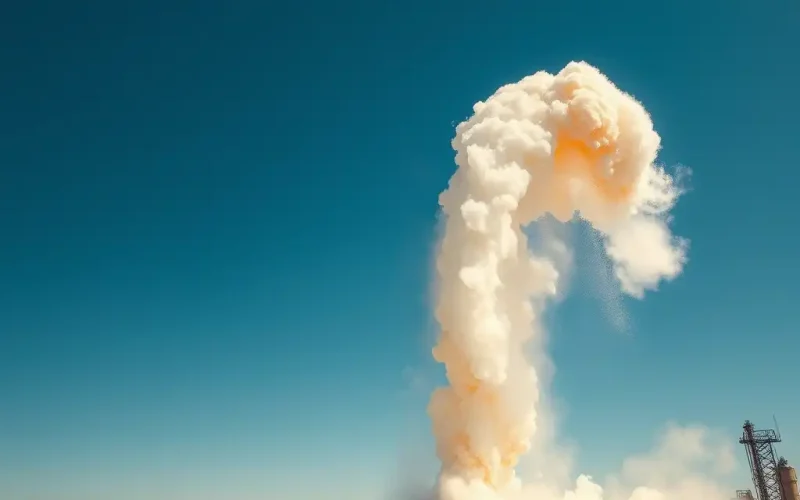 Controlled plume launch symbolizing the momentum and risk of choosing the right ASC 606 milestone method for revenue recognition.
