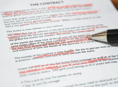 Redlined contract document illustrating a contract modification that triggers an ASC 606 adjustment