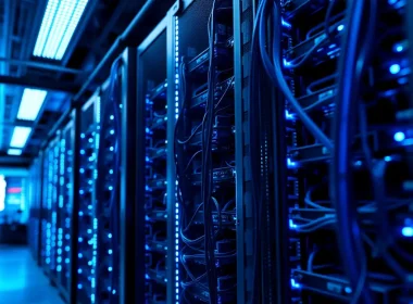 Server room data center representing vendor-hosted infrastructure in software license revenue recognition