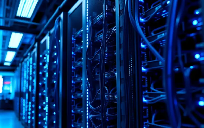 Server room data center representing vendor-hosted infrastructure in software license revenue recognition