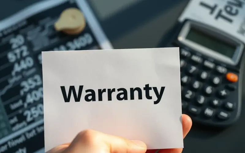 Warranty provision and warranty liabilities accounting concept with calculator