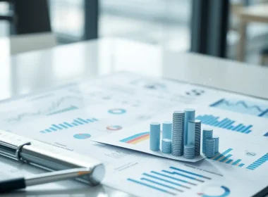 Financial reports and growth charts representing consolidated financial statements
