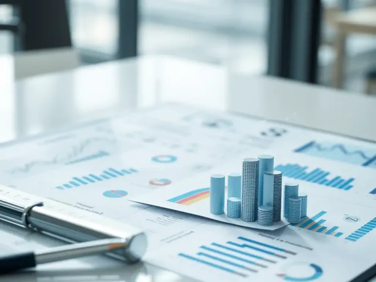 Financial reports and growth charts representing consolidated financial statements
