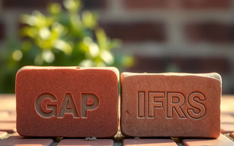 Two stone blocks engraved with GAAP and IFRS, representing the difference between GAAP and IFRS accounting standards