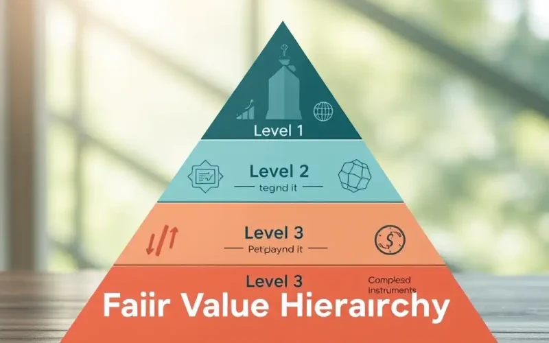 Fair value hierarchy pyramid showing Level 1, Level 2, and Level 3 inputs under ASC 820