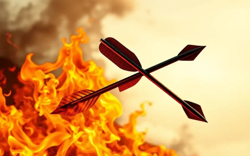 Going concern assumption in financial reporting represented by a burning arrow symbolizing substantial doubt