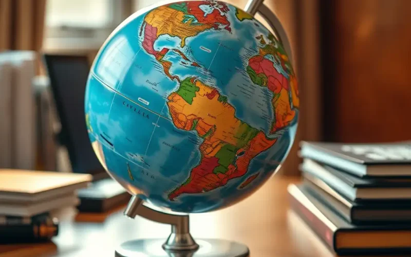 Desktop globe symbolizing global business expansion and permanent establishment risk management
