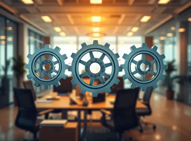 Interlocking gears in a modern office, representing intercompany IP optimization and cross-border business structuring