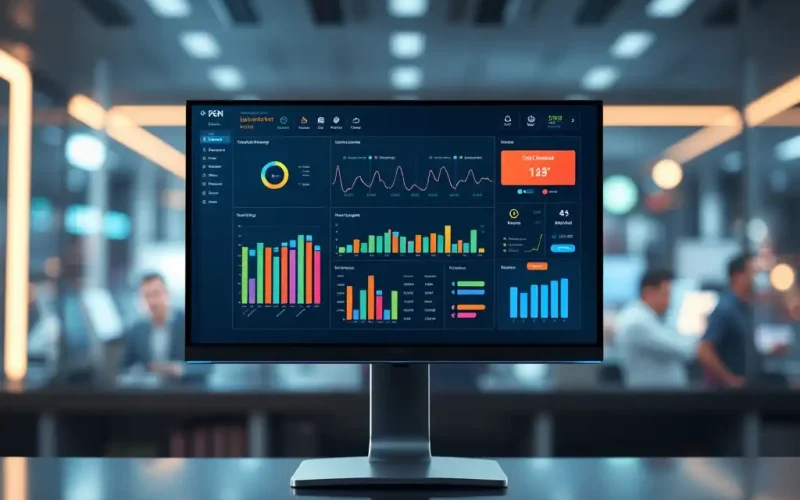 Business intelligence dashboard displaying financial metrics and KPI analytics to support strategic reporting and executive decision-making.