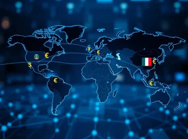 Global map illustrating cross-border M&A currency flows relevant to equity vs asset purchase deal structuring