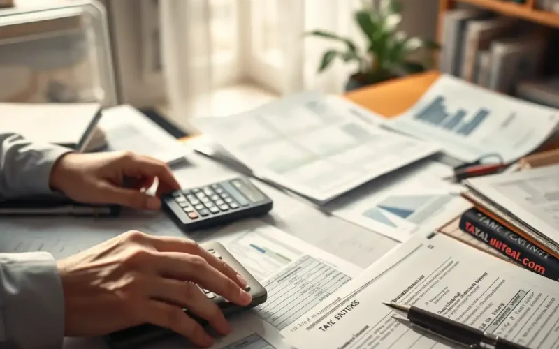CFO reviewing tax due diligence documents while calculating Section 382 limitation figures for an M&A transaction