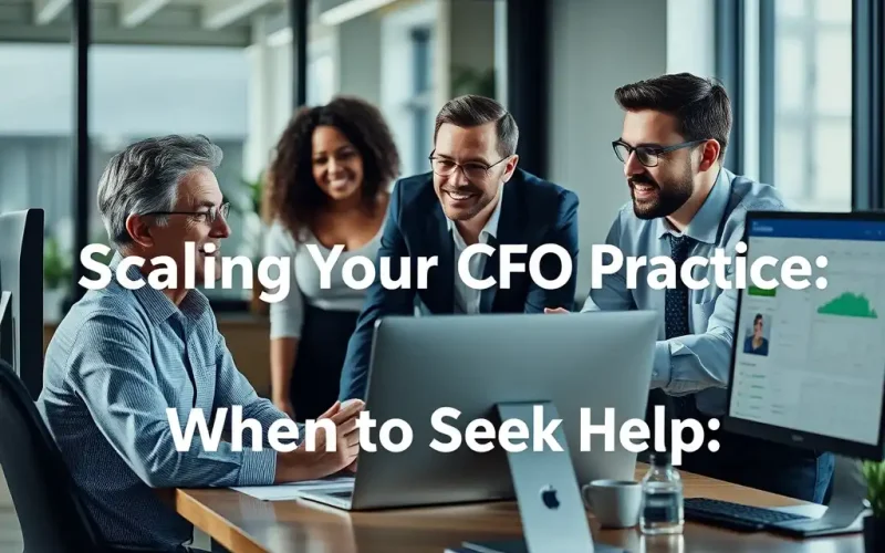 Fractional CFO and finance team reviewing dashboards together, illustrating when to seek help while scaling a CFO practice