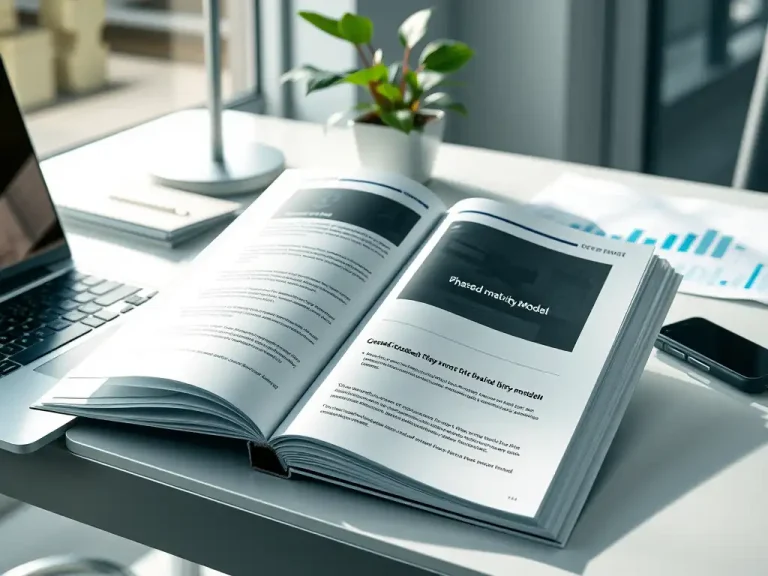 Open notebook on a desk illustrating a phased maturity model for fractional CFO engagements