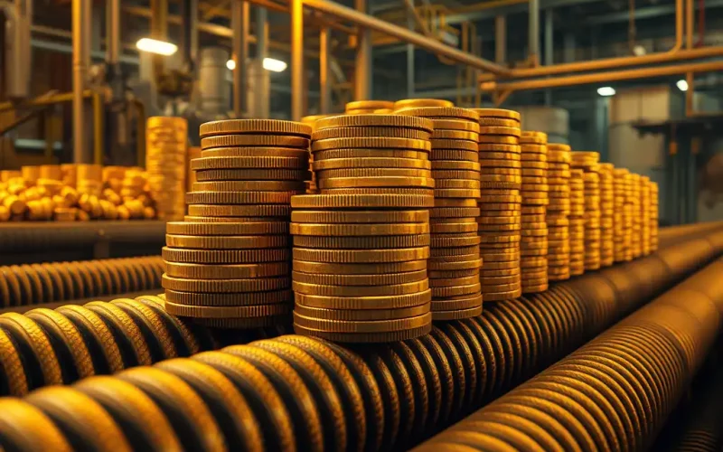 Stacks of coins on industrial pipes representing the full cost behind a return on investment calculation