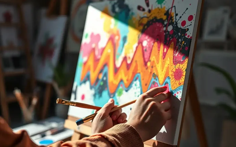 Artist painting a volatile growth curve, symbolizing workforce forecasting as a discipline within organizational design