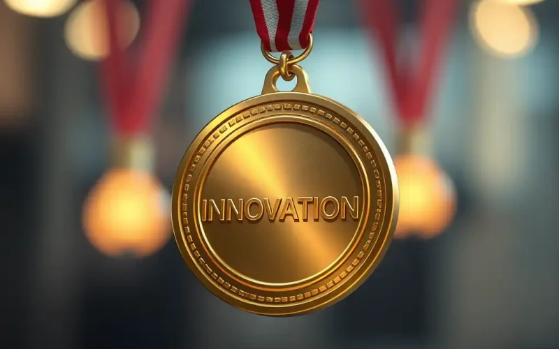 Gold innovation medal representing CFO strategy and finance leadership in driving innovation