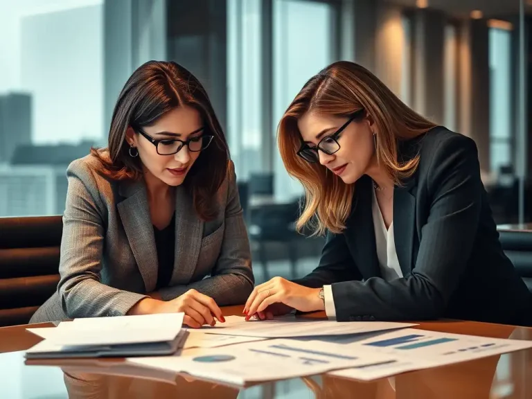 CEO and CFO reviewing financial reports together at a boardroom table, showing a collaborative CEO-CFO partnership in strategic execution