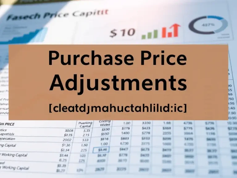 Purchase price adjustment spreadsheet showing net working capital calculations in an M&A deal