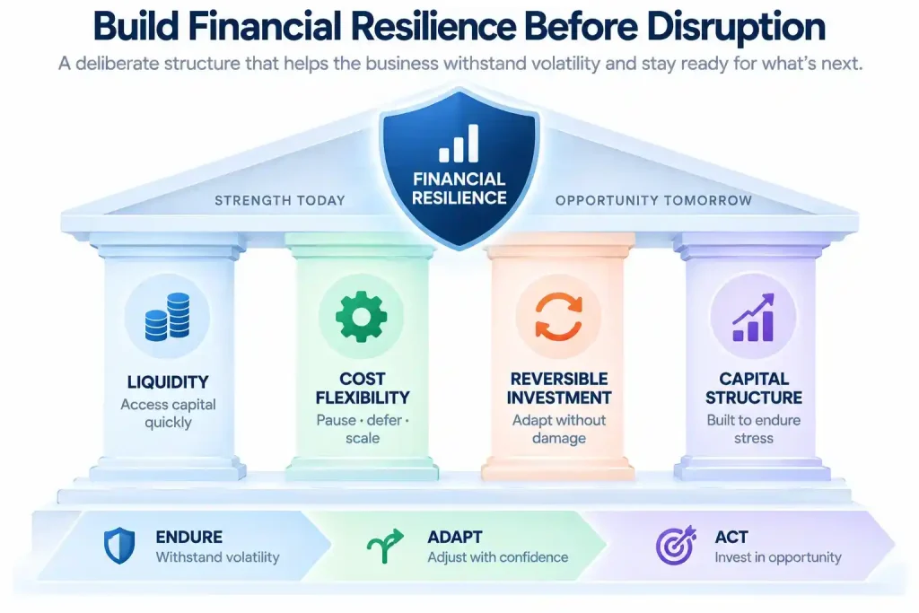 Financial resilience strategy built on liquidity, cost flexibility, reversible investment and a resilient capital structure