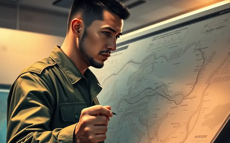 Soldier studying a detailed terrain map, illustrating how scenario planning favors disciplined action over perfect prediction