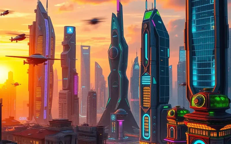 Futuristic city skyline at sunset representing return on innovation and long-term capital planning for the future