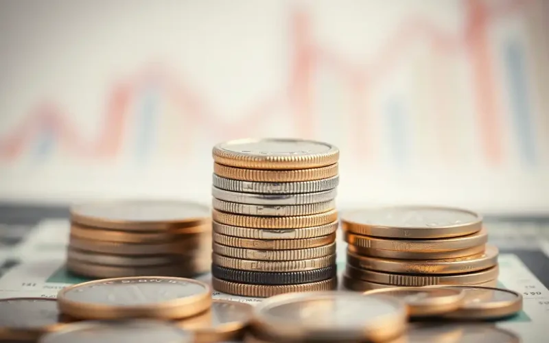 Stacked coins in front of a financial chart representing dividend recapitalization and debt-funded shareholder payouts