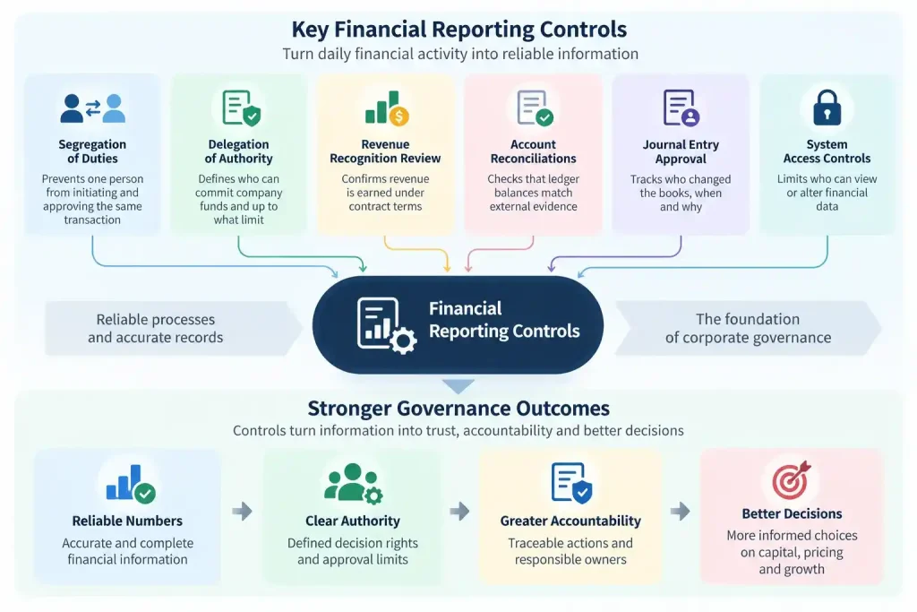 “Financial reporting controls forming the governance backbone for accountability and reliable financial decisions”