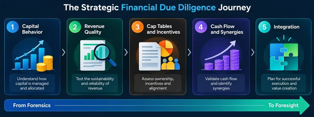 Financial due diligence five-stage framework from capital behavior to strategic integration